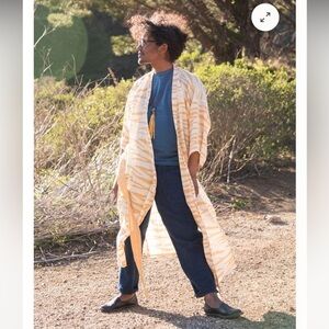 Umbre & Ochre yellow zebra striped robe size S